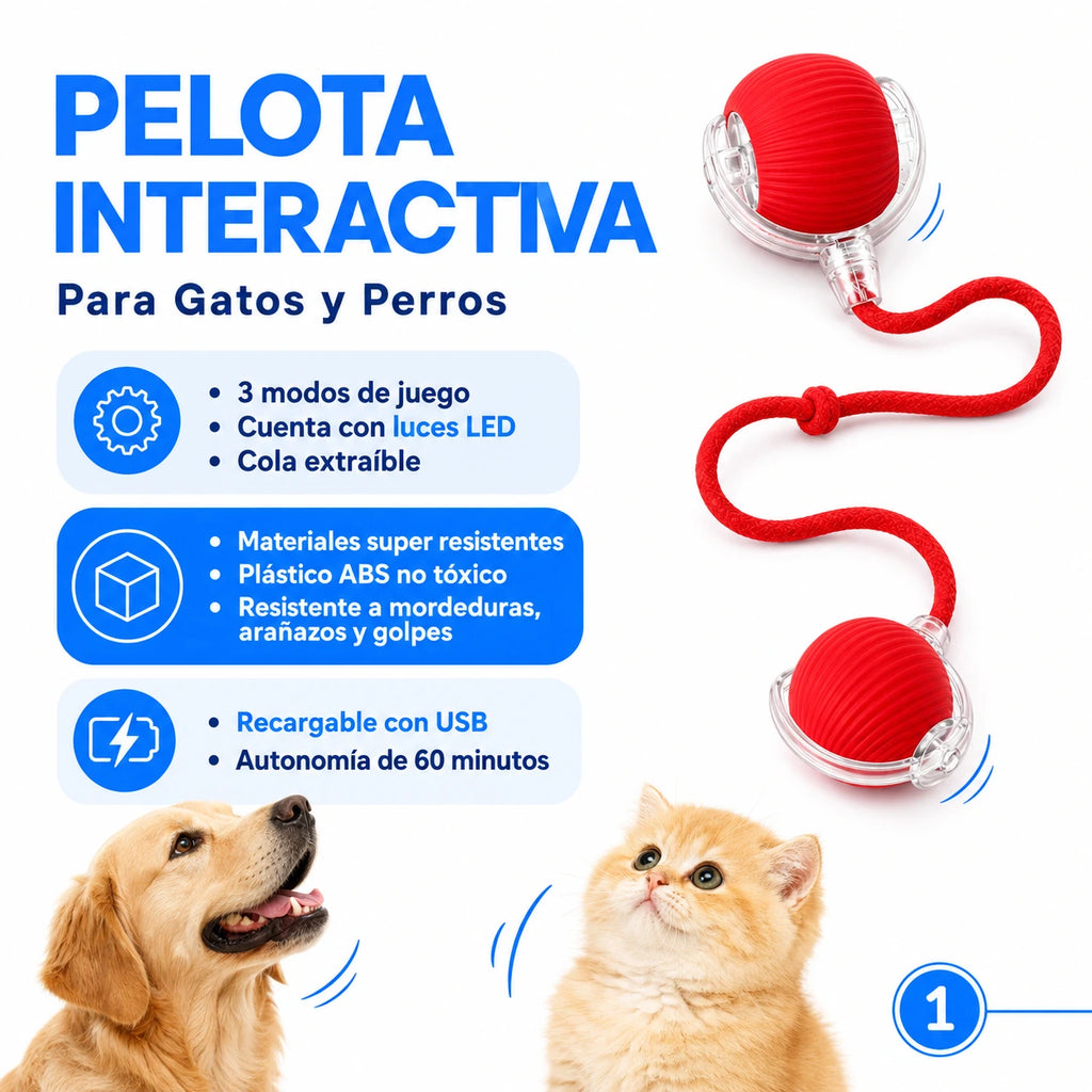 Pelota Interactiva para Gatos | Movimiento Autonomo Recargable